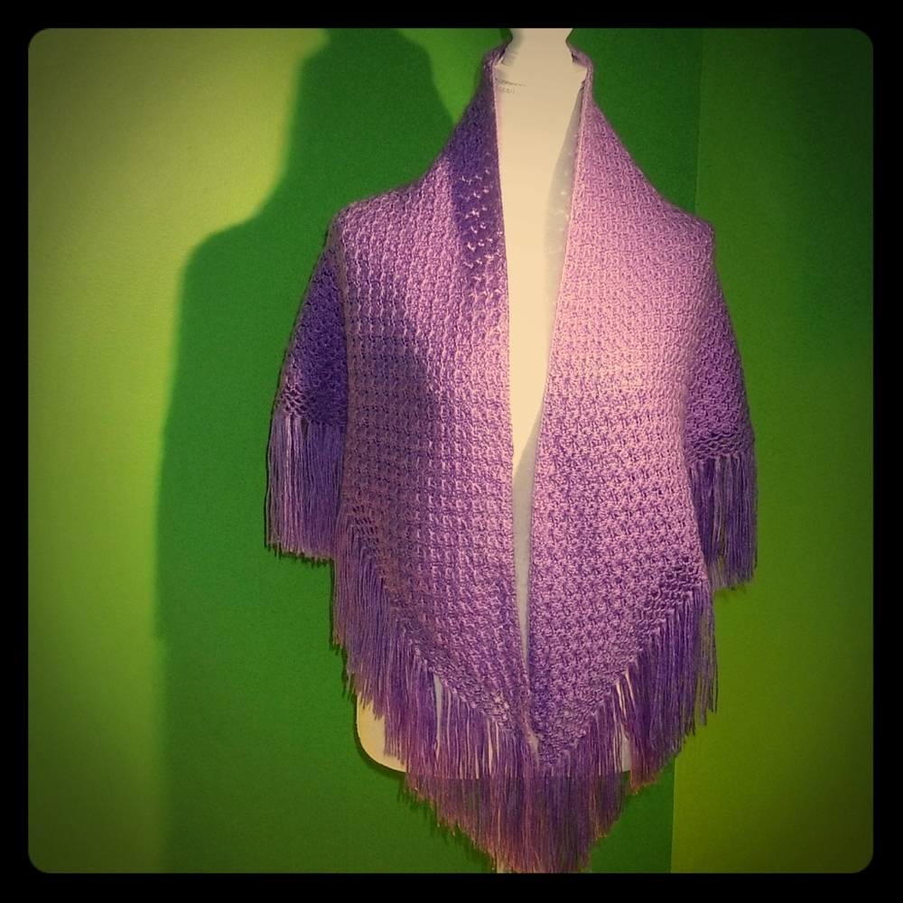 Beautiful Purple Crochet Shawl Scarf